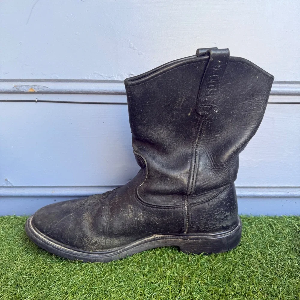 Red Wing Pecos 1125 Black Leather Pull On Work Boots Mens 11.5 E2 Made in USA